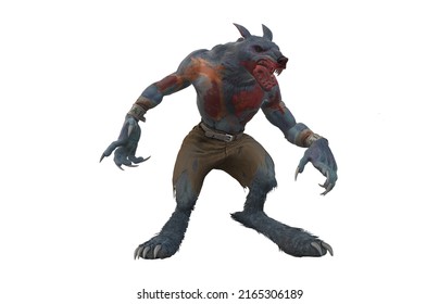 Colorful 3D werewolf vector design with bloodstain detail