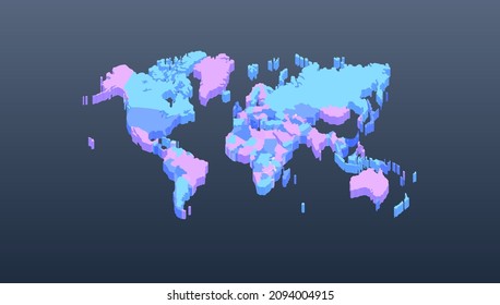 Colorful 3d world map vector illustration design element for background,poster,flyer,banner,billboard,book cover,t shirt and other design work