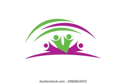 Colorful 4 four people logo template design group vector image