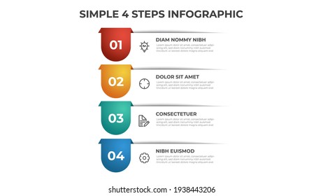 Colorful 4 points of steps diagram with simple design, infographic template vector.