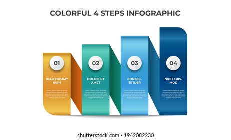 Colorful 4 points of steps with stair list layout design, infographic element template vector