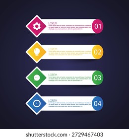 Farbige 4 Schritt Horizontale Prozess Infografik Vorlage