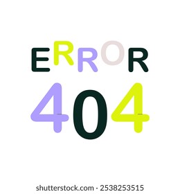 Colorful 404 Error Text Design In Flat Vector Illustration Symbolizing Website Error And Page Not Found, Isolated On White Background