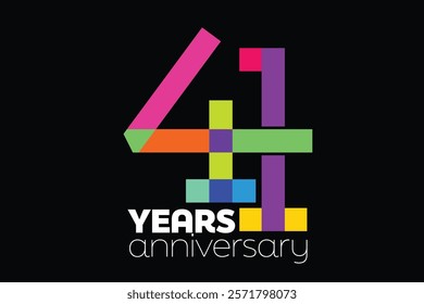 Colorful 41st-anniversary logo. 41 years old logotype. simple congrats. isolated abstract graphic web design template. creative digits.modern congratulation concept. colorful number 41