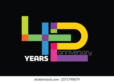 Colorful 42nd anniversary logo. 42 years old logotype. simple congrats. isolated abstract graphic web design template. creative digits.modern congratulation concept. colorful 42 number