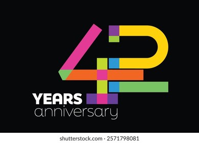 Colorful 42nd anniversary logo. 42 years old logotype. simple congrats. isolated abstract graphic web design template. creative digits.modern congratulation concept. colorful 42 number
