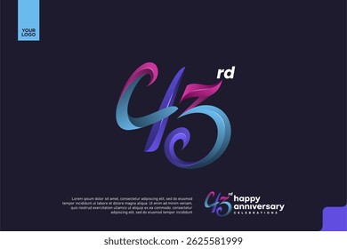 Colorful 43rd Anniversary Celebration Design with Artistic Gradient Number and Dark Background