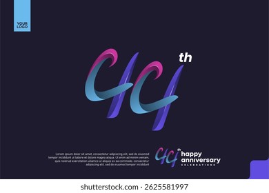 Colorful 44th Anniversary Celebration Design with Artistic Gradient Number and Dark Background
