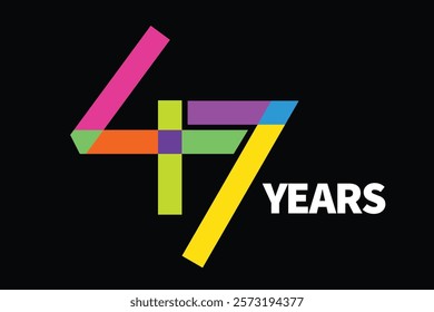 Colorful 47th anniversary numbers.47 years old logotype. simple congrats. isolated abstract graphic web design template. creative digits.modern congratulation concept. colorful 47 number logo