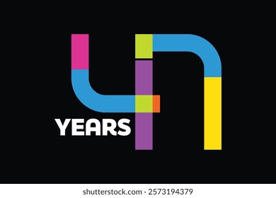 Colorful 47th anniversary numbers.47 years old logotype. simple congrats. isolated abstract graphic web design template. creative digits.modern congratulation concept. colorful 47 number logo