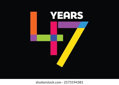 Colorful 47th anniversary numbers.47 years old logotype. simple congrats. isolated abstract graphic web design template. creative digits.modern congratulation concept. colorful 47 number logo