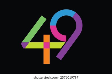 Colorful 49th-anniversary numbers. 49 years old logotype. Colorful 49-number suit for anniversary logo or event