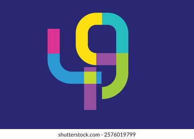 Colorful 49th-anniversary numbers. 49 years old logotype. Colorful 49-number suit for anniversary logo or event