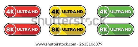 Colorful 4K 8K Ultra HD Resolution Labels Icon Set