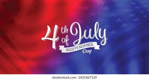 Colorful 4th of July, Happy Independence Day Banner Vector illustration, on red blue star pattern background. Vector illustration.