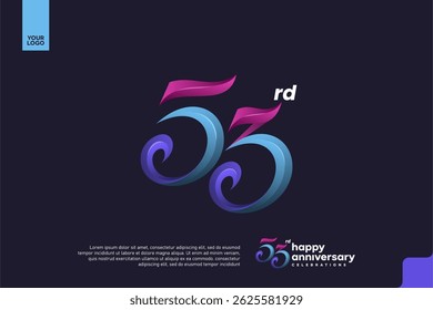 Colorful 53rd Anniversary Celebration Design with Artistic Gradient Number and Dark Background
