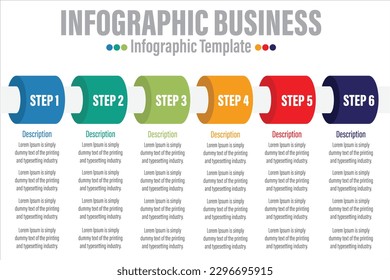 Colorful 6 Steps and Six 6 option Business data Process chart. diagram with steps, options, parts or processes. business template for presentation. Abstract elements of graph.