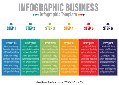 Colorful 6 Steps and Six 6 option Business data Process chart. diagram with steps, options, parts or processes. business template for presentation. Abstract elements of graph.