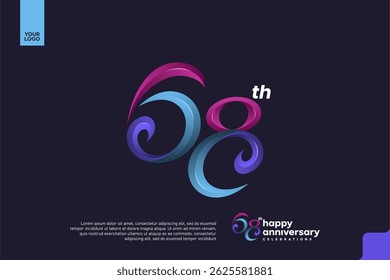 Colorful 68th Anniversary Celebration Design with Artistic Gradient Number and Dark Background