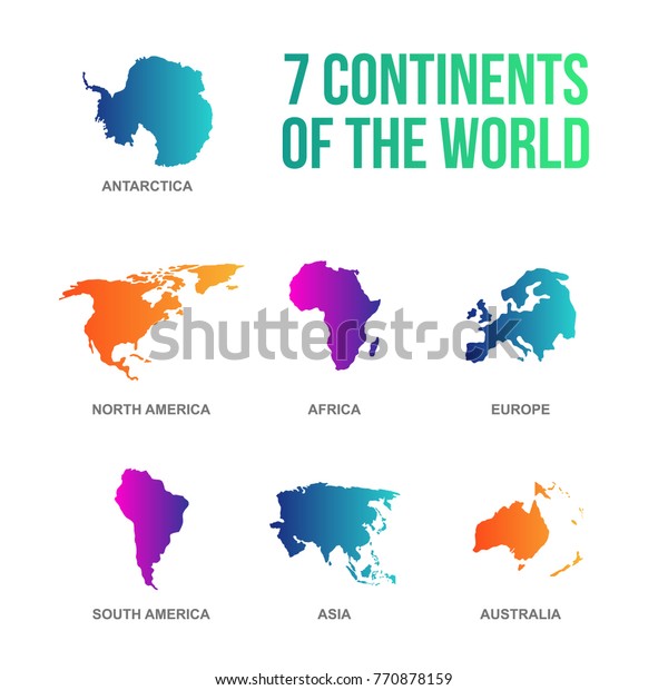 Colorful 7 Continents World Vector Illustration Stock Vector Royalty Free