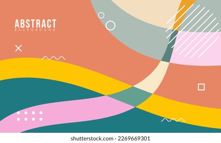 Colorful 70's Abstract Fluid and Geometric Background With Memphis Style For Your Sale Banner Marketing. Vector Eps 10