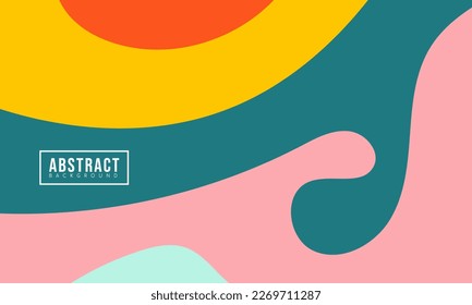 Colorful 70's Abstract Fluid and Geometric Background With Memphis Style For Your Sale Banner Marketing. Vector Eps 10
