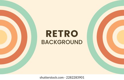 Colorful 70s circular stripes style vector illustration design. Abstract minimalist retro background with rounded stripe elements