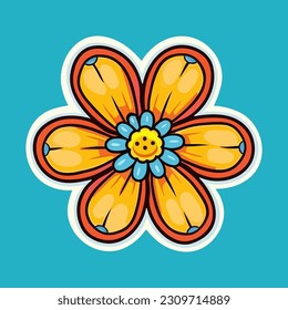 Colorful 70s Classic Flower Petal Sticker