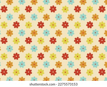 Colorful 70's Flower Power Pattern cute step and repeat of funky flowers, bachelorette party photo backdrop, photoshoot, selfies, flower power, illustration, bride's last disco, party invitation, card