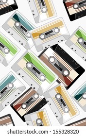 Colorful 80s analogue audio tape background   pattern