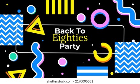 Colorful 80s Retro Party Memphis Video Channel Art Template