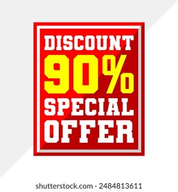 Colorful 90% Discount Tag - Trendy Sale Vector Art