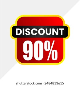 Colorful 90% Discount Tag - Trendy Sale Vector Art