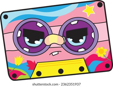 colorful 90s cute cassette vector illustration