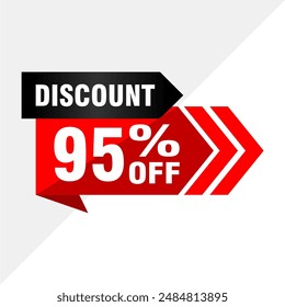 Colorful 95% Discount Special Offer Tag - Trendy Sale Vector Art Design