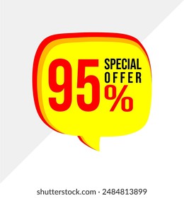 Colorful 95% Discount Special Offer Tag - Trendy Sale Vector Art Design