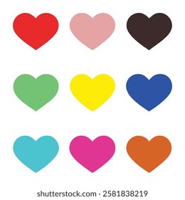 colorful 9-heart collection set vector