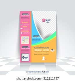 Colorful A4 Flyer, Brochure. Cover Template, Corporate Leaflet Design Template 