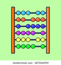 Colorful abacus, classic and traditional calculator isolated on green vector illustration