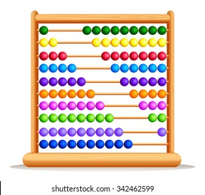Colorful abacus with wooden frame illustration