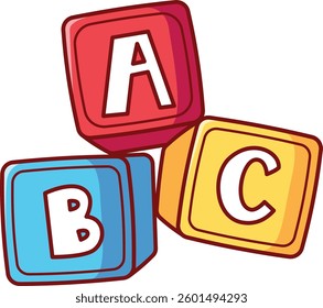 Colorful ABC Block Vector Illustration Icon. Flat Cartoon Style