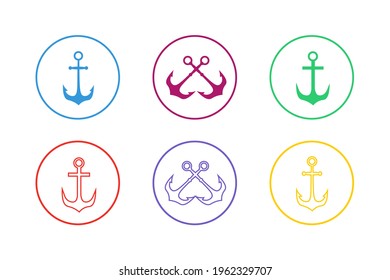 Colorful Abchor Icon Set Stylish Design