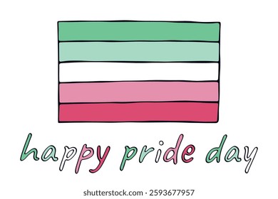 Colorful Abrosexual pride flag Happy pride day LGBTQ community Pride Month Vector hand drawn doodle for posters, stickers, logo, cards