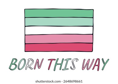 Colorful Abrosexual pride flag Happy pride day LGBTQ community Pride Month Vector hand drawn doodle for posters, stickers, logo, cards