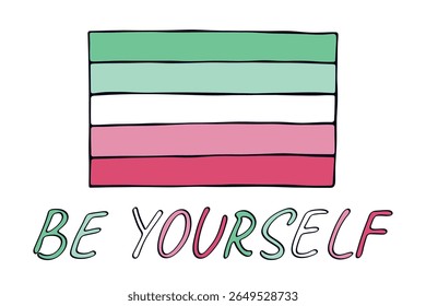 Bandeira de orgulho abrosexual colorida Feliz dia do orgulho LGBTQ comunidade Orgulho mês Vetor mão desenhada rabiscar para cartazes, adesivos, logotipo, cartões