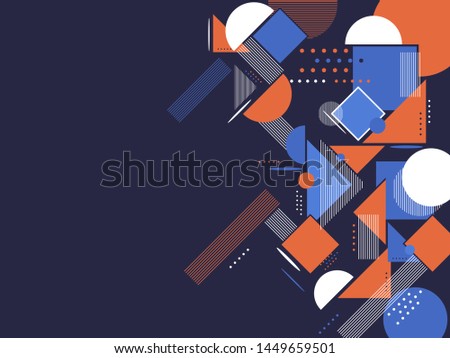 Colorful abstarct geometric pattern decorated purple background.