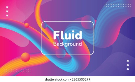 Colorful Abstrace fluid and wavy gradient mesh background template copy space set. 3d render juicy orange background with soft shapes of waves and spheres. Dynamic colour gradation flow design.