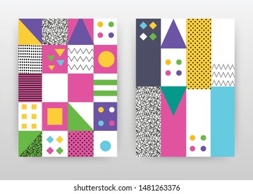 Colorful abstrack design for annual report, brochure, flyer, poster. Colorful yellow blue red purple background vector illustration for flyer, leaflet, poster. Business abstract A4 brochure template.