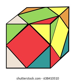 Colorful abstract 3D cube for the games on a white background