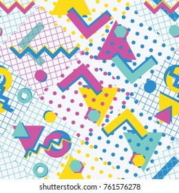 Colorful abstract 80s style seamless pattern